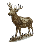 3d illusion deer laser burned in wood shown at an angle