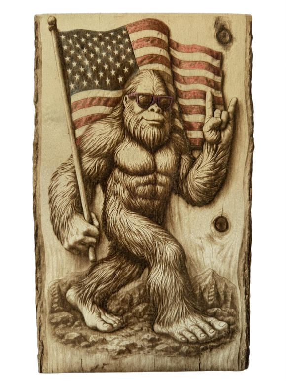 “Patriot Squatch” – Bigfoot 3D Illusion Plaque (12