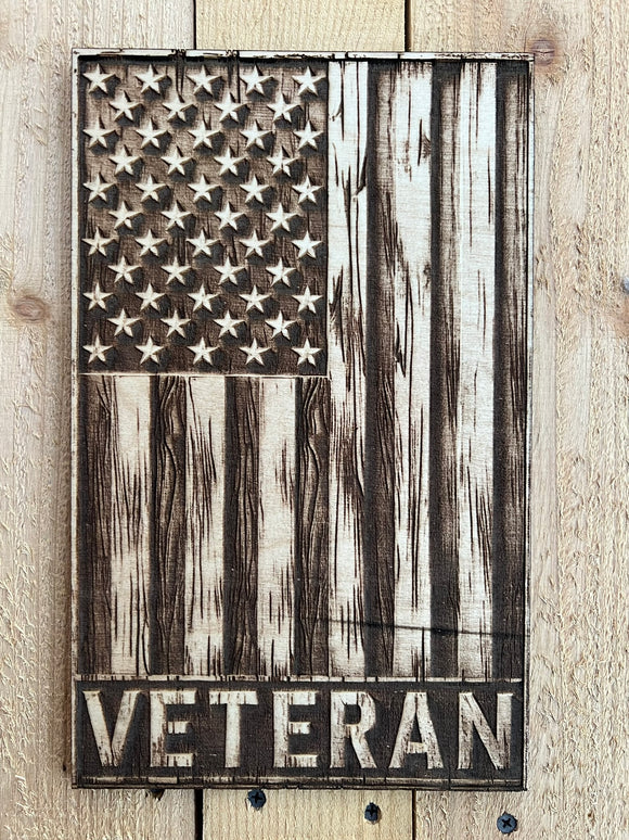 Laser-Engraved Veteran American Flag on 1/4