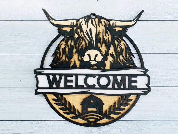 Highland Cow Welcome Sign – 18