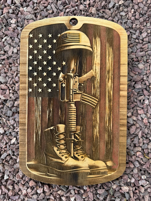 Soldier’s Cross Memorial Plaque – Dog Tag Edition (18