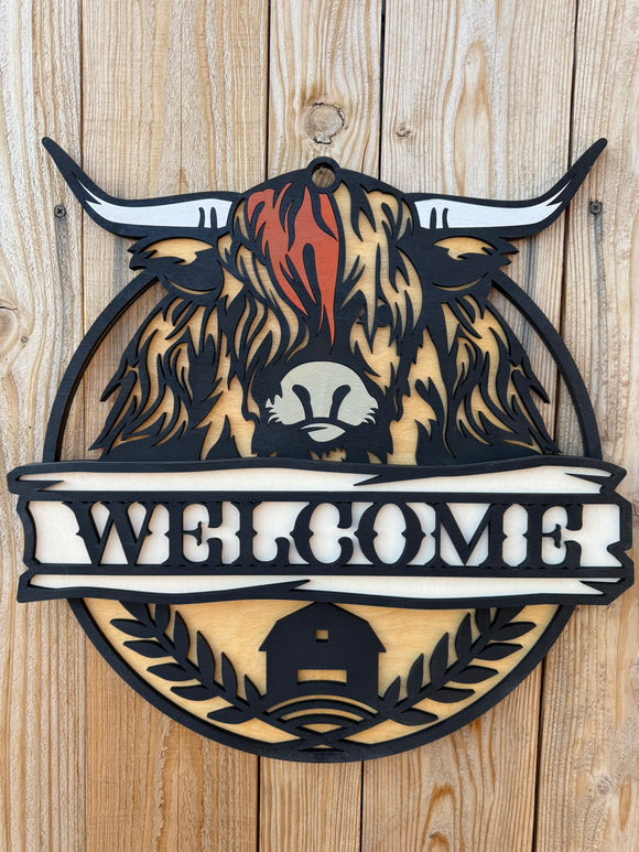 Highland Cow Welcome Sign – 18