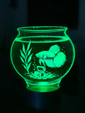 Edge‑Lit Acrylic Lamp – Betta Fish in a Bowl