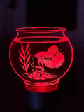 Edge‑Lit Acrylic Lamp – Betta Fish in a Bowl