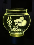 Edge‑Lit Acrylic Lamp – Betta Fish in a Bowl