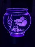 Edge‑Lit Acrylic Lamp – Betta Fish in a Bowl
