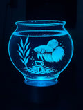 Edge‑Lit Acrylic Lamp – Betta Fish in a Bowl