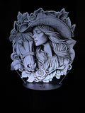 Edge‑Lit Acrylic Lamp – Woman with Horse and Roses