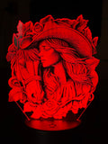Edge‑Lit Acrylic Lamp – Woman with Horse and Roses
