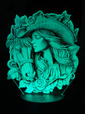 Edge‑Lit Acrylic Lamp – Woman with Horse and Roses