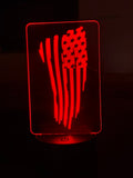 Edge‑Lit Acrylic Lamp – Distressed American Flag