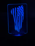 Edge‑Lit Acrylic Lamp – Distressed American Flag