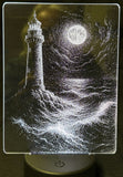 Edge‑Lit Acrylic Lamp – Lighthouse in Moonlit Storm