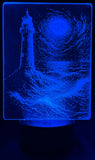 Edge‑Lit Acrylic Lamp – Lighthouse in Moonlit Storm
