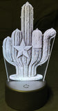 Texas Flag Cactus Edge-Lit Acrylic Lamp – Lone Star Sass in Glowing Form