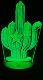 Texas Flag Cactus Edge-Lit Acrylic Lamp – Lone Star Sass in Glowing Form
