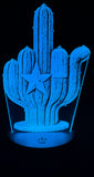 Texas Flag Cactus Edge-Lit Acrylic Lamp – Lone Star Sass in Glowing Form