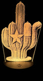 Texas Flag Cactus Edge-Lit Acrylic Lamp – Lone Star Sass in Glowing Form