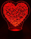 Barbed Wire Heart Edge-Lit Acrylic Lamp – Rugged Symbolism, Illuminated