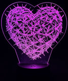 Barbed Wire Heart Edge-Lit Acrylic Lamp – Rugged Symbolism, Illuminated