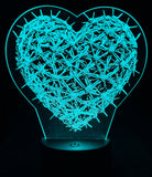 Barbed Wire Heart Edge-Lit Acrylic Lamp – Rugged Symbolism, Illuminated
