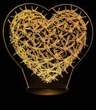 Barbed Wire Heart Edge-Lit Acrylic Lamp – Rugged Symbolism, Illuminated