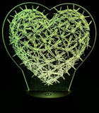 Barbed Wire Heart Edge-Lit Acrylic Lamp – Rugged Symbolism, Illuminated