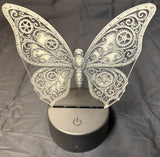 Steampunk Butterfly Acrylic Lamp – Wings of Wonder and Whirring Gear