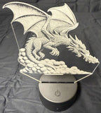 Edge‑Lit Acrylic Lamp – Dragon in Descent