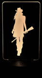 Cowgirl Silhouette Edge-Lit Acrylic Lamp – A Glowing Tribute to Grit and Independence