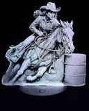 Barrel Racing Edge-Lit Acrylic Lamp – Dynamic Rodeo Art in Motion