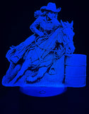Barrel Racing Edge-Lit Acrylic Lamp – Dynamic Rodeo Art in Motion