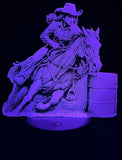 Barrel Racing Edge-Lit Acrylic Lamp – Dynamic Rodeo Art in Motion