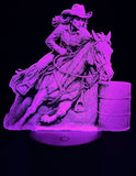 Barrel Racing Edge-Lit Acrylic Lamp – Dynamic Rodeo Art in Motion