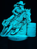 Barrel Racing Edge-Lit Acrylic Lamp – Dynamic Rodeo Art in Motion