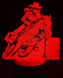 Barrel Racing Edge-Lit Acrylic Lamp – Dynamic Rodeo Art in Motion