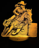 Barrel Racing Edge-Lit Acrylic Lamp – Dynamic Rodeo Art in Motion