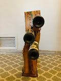Mesquite and Turquoise Wine Rack - Three Bottle